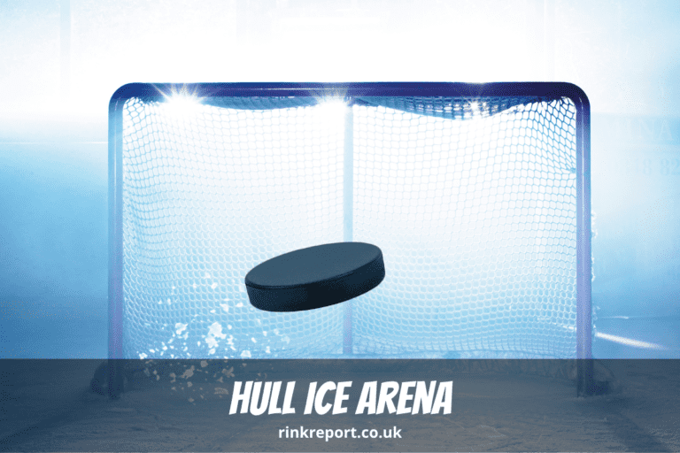 Hull ice rink arena england uk hockey puck flies into net