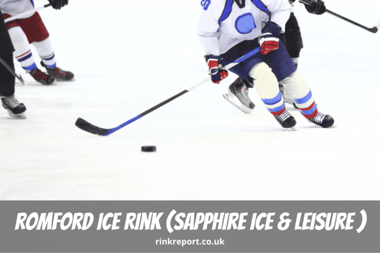 Romford ice rink sapphire ice and leisure england uk hockey player skating with puck