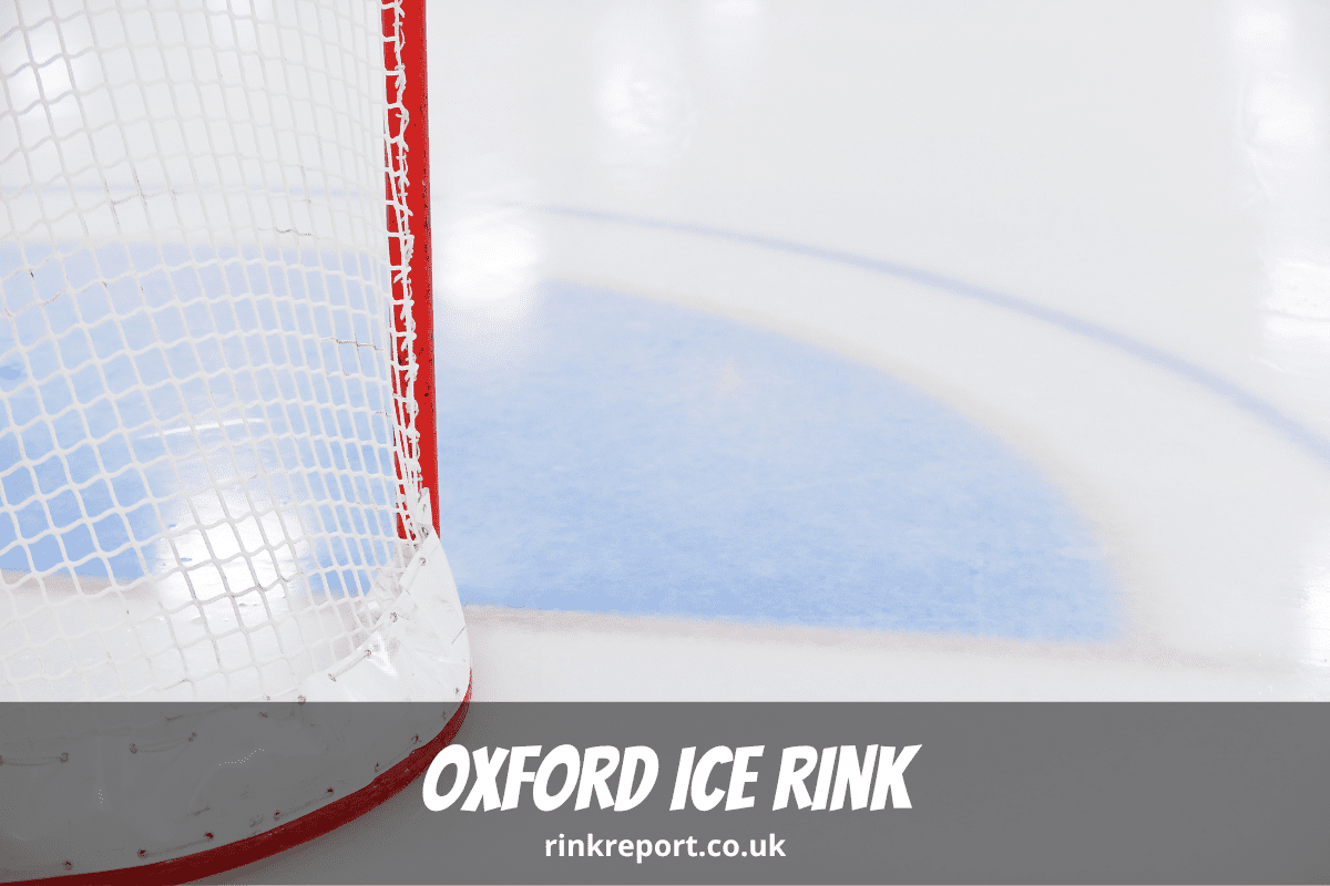 Oxford ice rink ice surface and ice hockey net