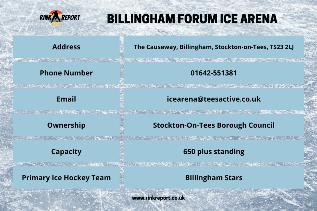Billingham ice rink also known as billingham forum ice arena information table including address email and telephone number
