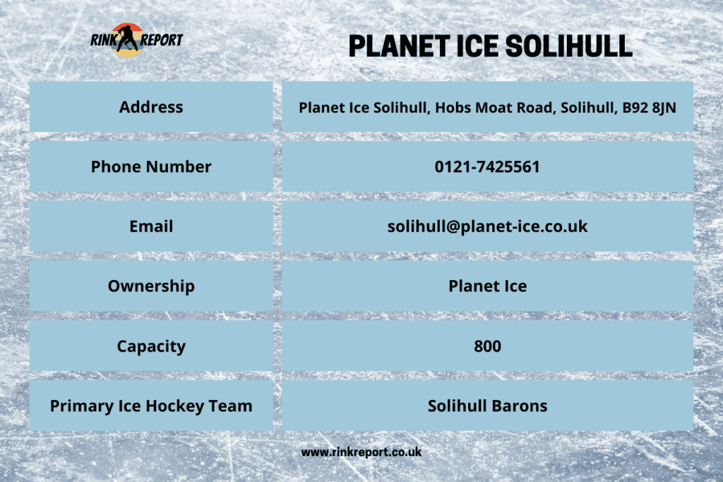 Solihull ice rink planet ice solihull information table including address email and telephone number