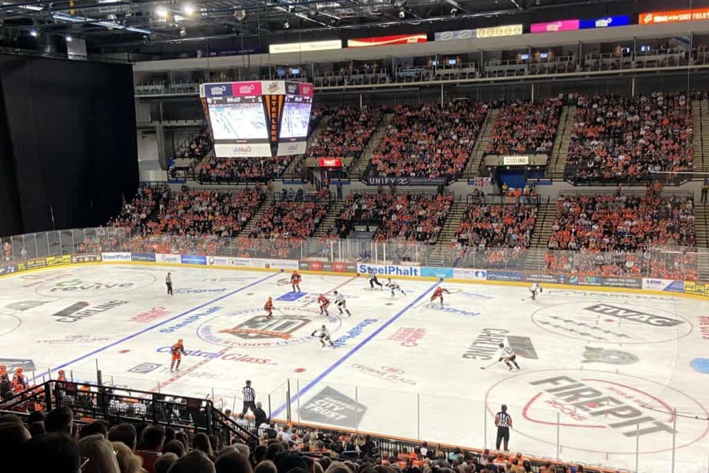 Sheffield steelers plays an ice hockey game in front of several thousand spectators at sheffield ice rink also known as utilita arena uk